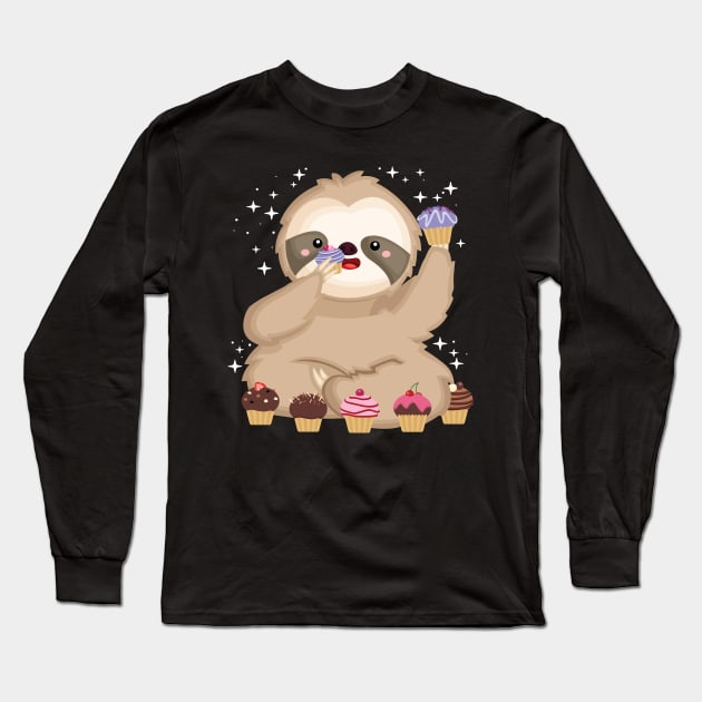 thick sloth with muffins Long Sleeve T-Shirt by HBfunshirts